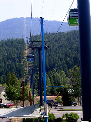 [View of gondola cars at base of left.]